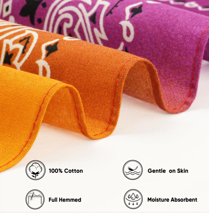 Bycc Bynn 3 Pack 100% Cotton Paisley Pattern Bandanas Face Mask Square Scarf Headwear (S- 3 Pack-Gradient 1) - Image 4